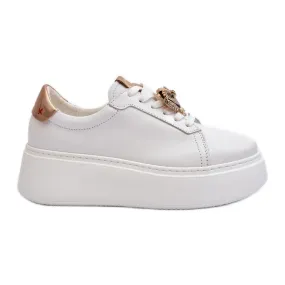 Baskets en cuir pour femmes CheBello 4411 Blanc blanche