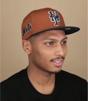 Casquette fitted New York Mets marron bleu marine - Casquette Boucle 59Fifty Mets brown navy New Era : Headict