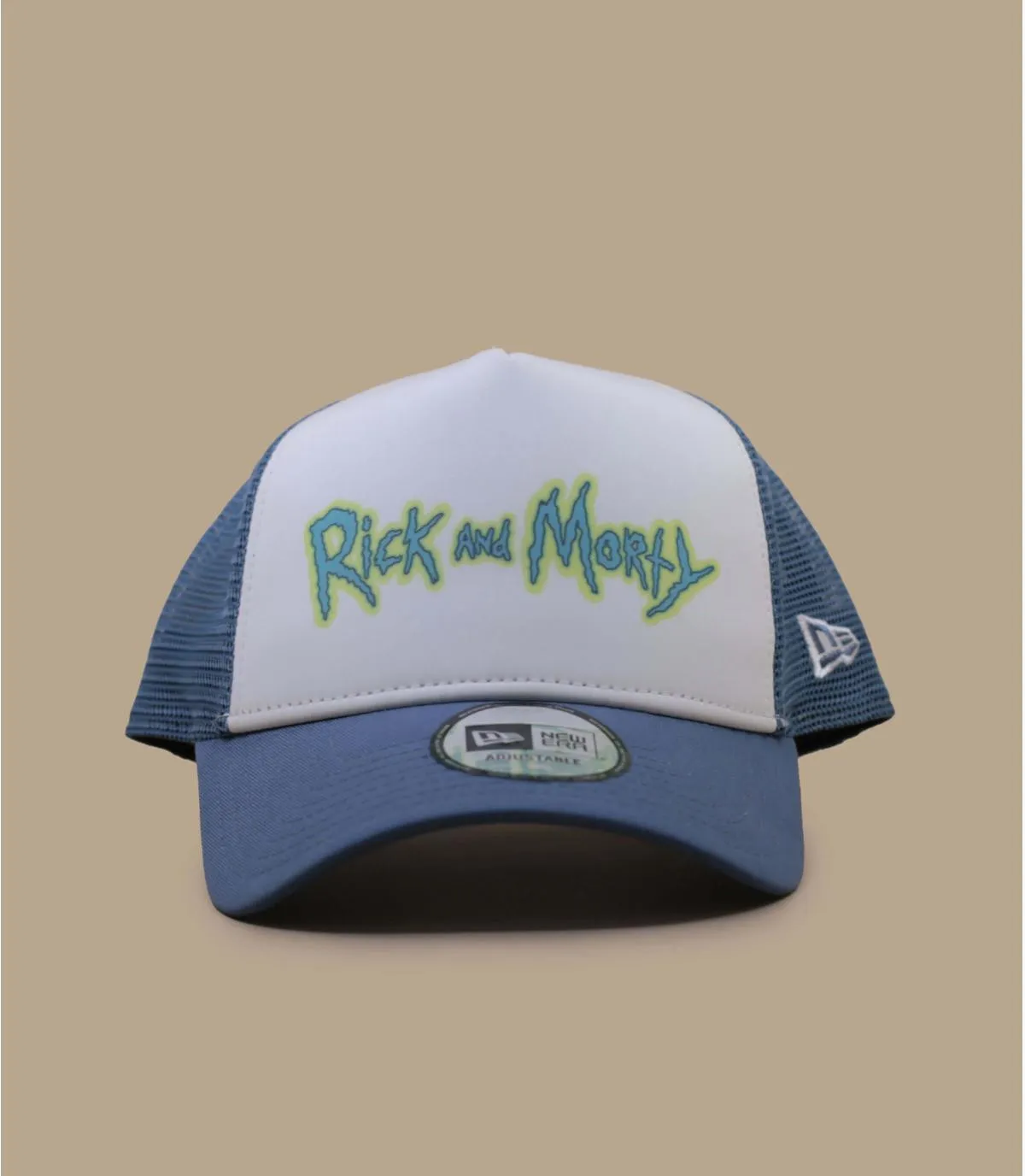 Casquette trucker bleue blanche Rick and Morty - Casquette Rick and Morty Trucker faded blue New Era : Headict