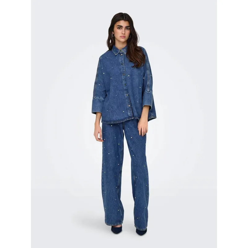 Chemise grace ls rhinestone denim bleu femme - Only | wimod