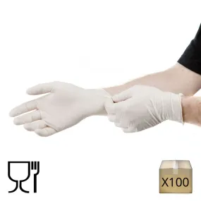 Gant jetable latex alimentaire / médical | Boîte de 100 gants latex