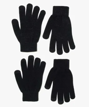 gants adaptes aux ecrans tactiles femme (lot de 2 paires) noir vif