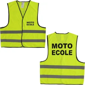 Gilet de sécurité MOTO ECOLE- jaune fluo - imprimé recto verso 