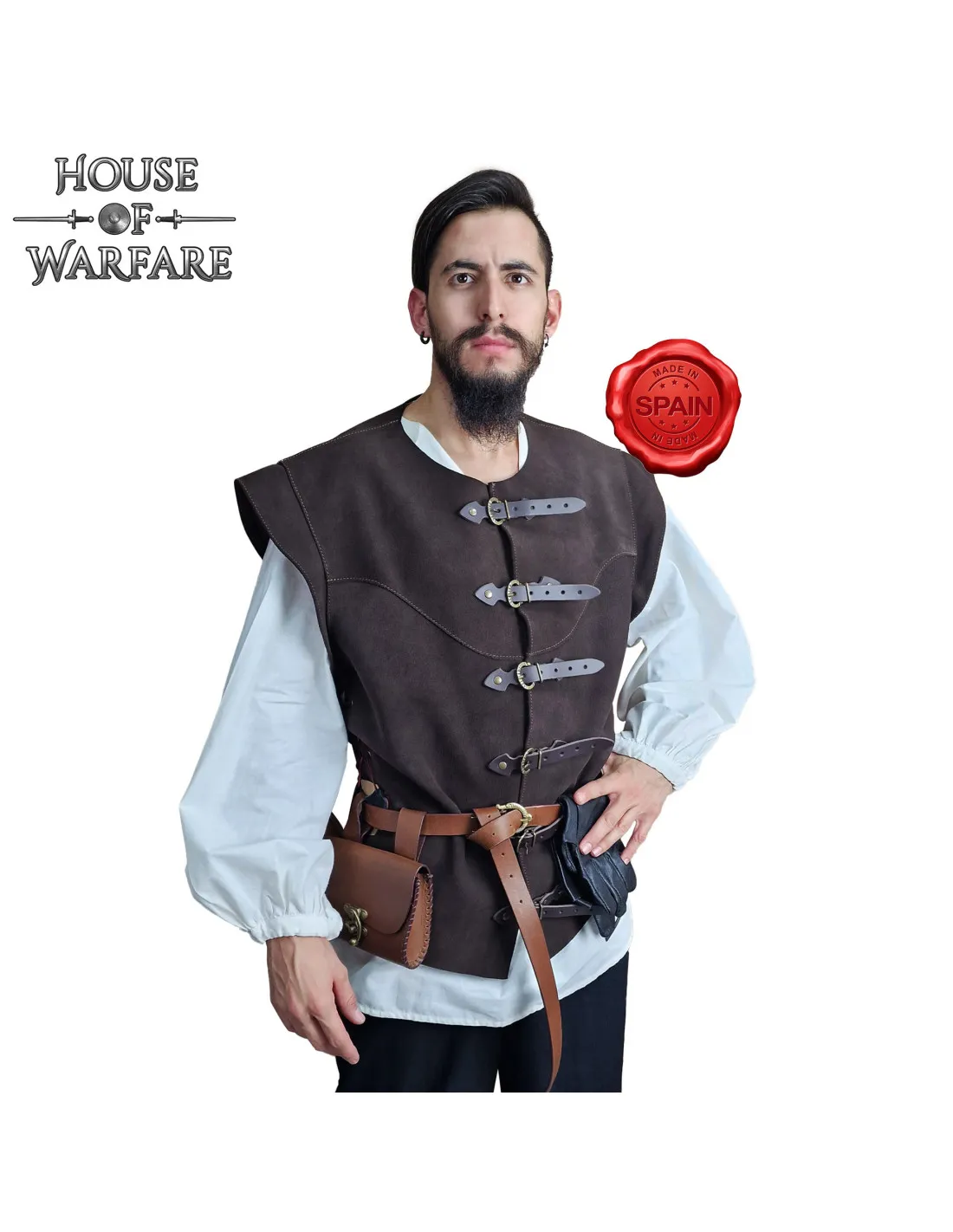 Gilet médiéval en cuir marron pour homme ⚔️ Boutique Épées