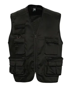 Gilet reporter multipoches sans manches - 43630 - noir 