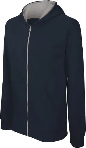 Gilet sweat zippé à capuche enfant - K486 - bleu marine et gris 