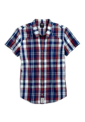 Harley Davidson Homme Poplin Manches Courtes Plaid Chemise 96491-16VM