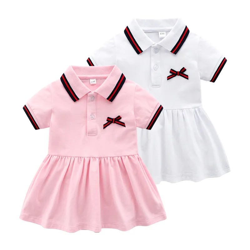 Nouveau Né Bébé Fille Robes Mignon Nœud Papillon Été Filles Vêtements Princesse Robe Coton Infantile Bambin Filles Vêtements Du 