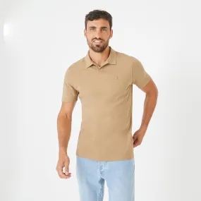 Polo en coton piqué beige