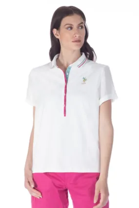 Polo manches courtes - Blanc / multicore - US POLO FEMME