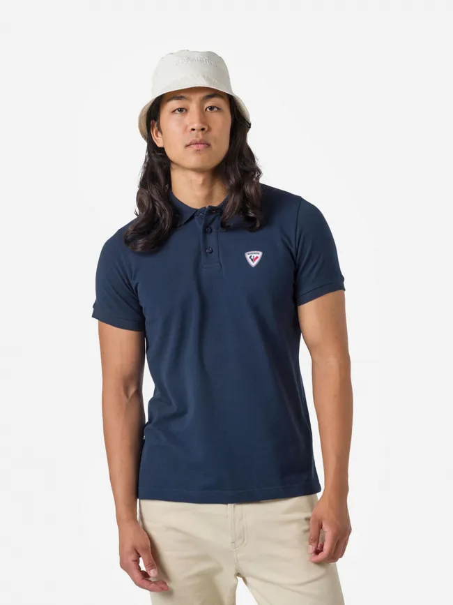 Polo uni logo bleu marine homme - Rossignol | wimod