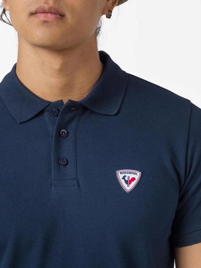 Polo uni logo bleu marine homme - Rossignol | wimod